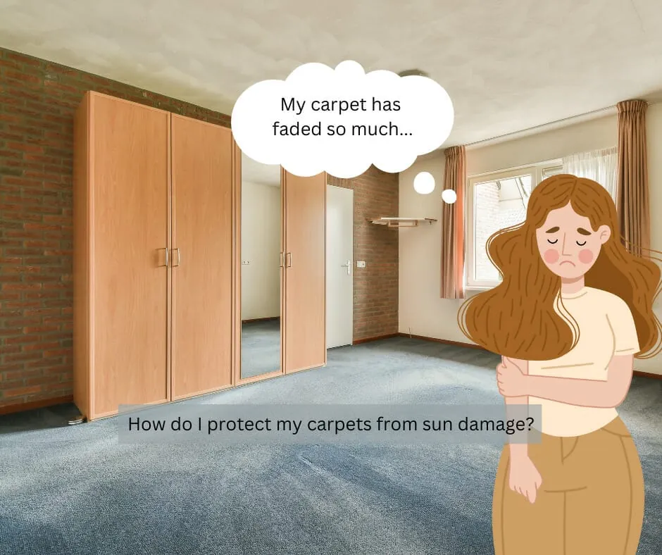 How do I protect my carpets from sun damage?