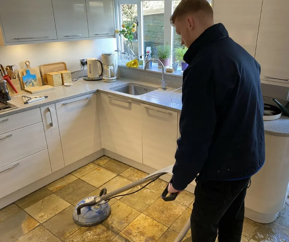 How can you clean your slate stone floor?