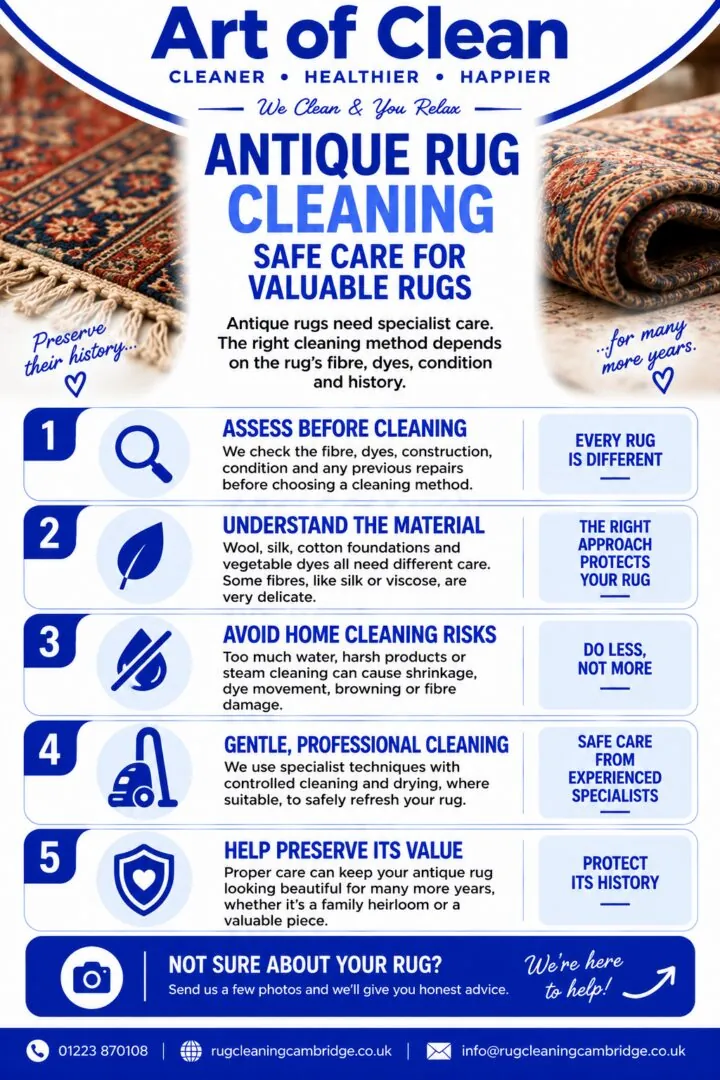 Antique Rug Cleaning Safe Care for Valuable Rugs Infographic