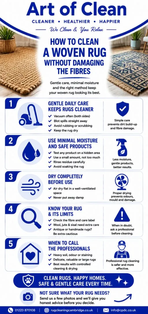 How to Clean a Woven Rug Without Damaging the Fibres Info graphic