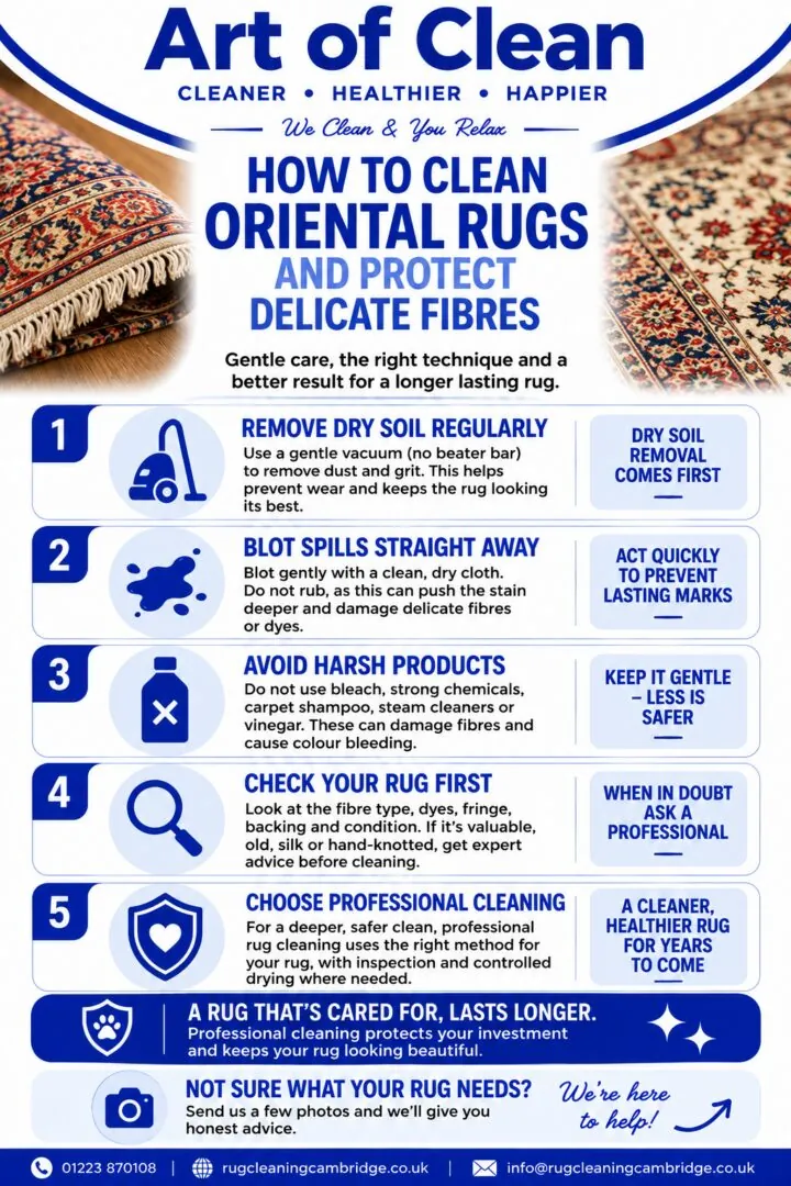 How to Clean Oriental Rugs and Protect Delicate Fibres Info graphic