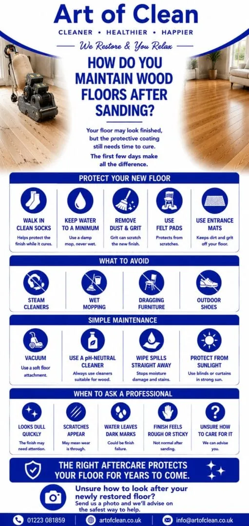 Maintaining Wood Floors After Sanding (Complete Guide) Art of clean wood floor restoration service