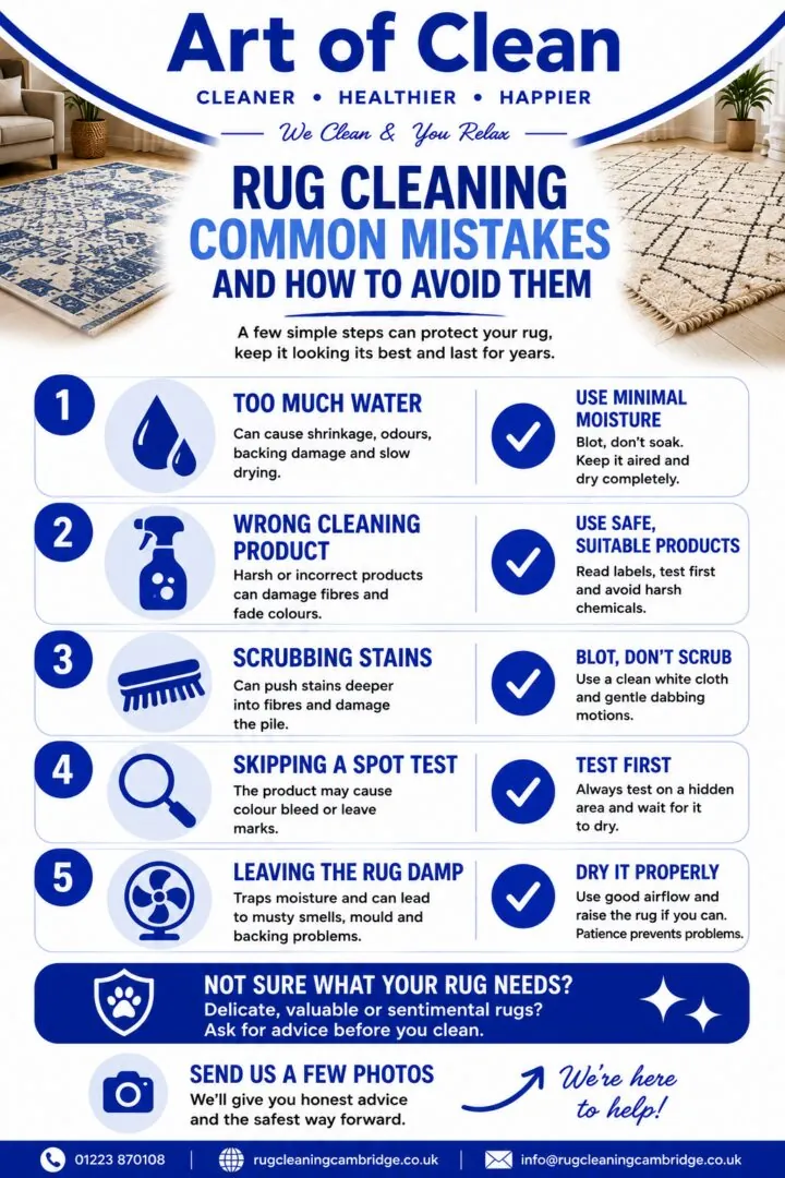 Rug Cleaning Common Mistakes and How to Avoid Them info graphic explaining them