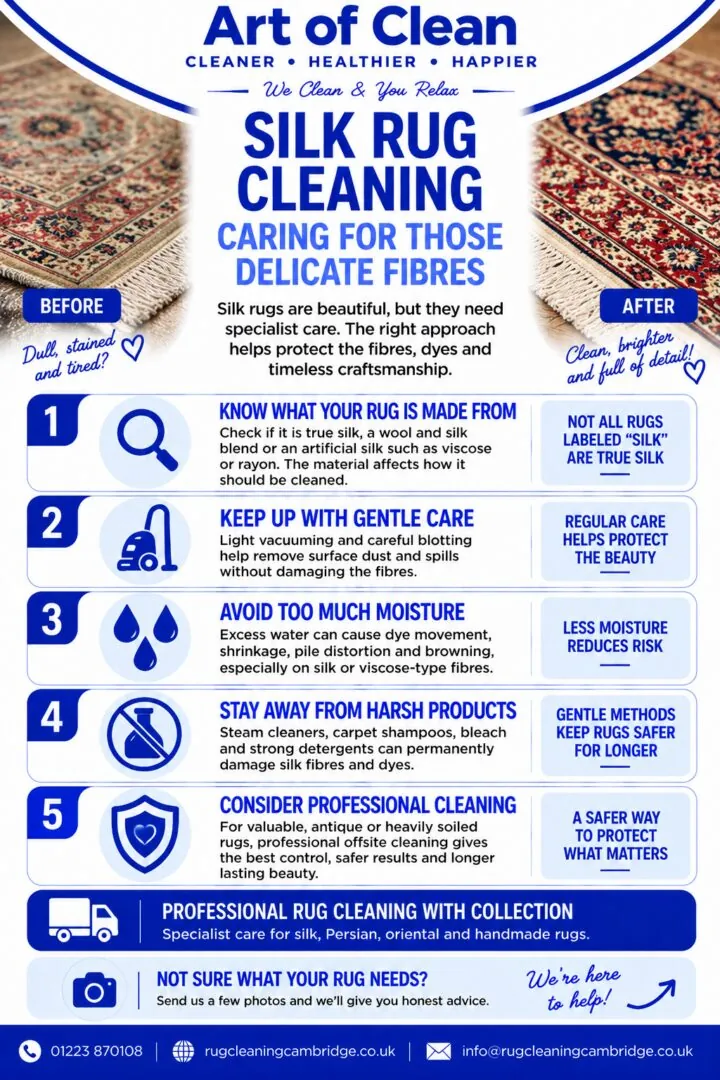 Silk Rug Cleaning Caring for those Delicate Fibres infographic